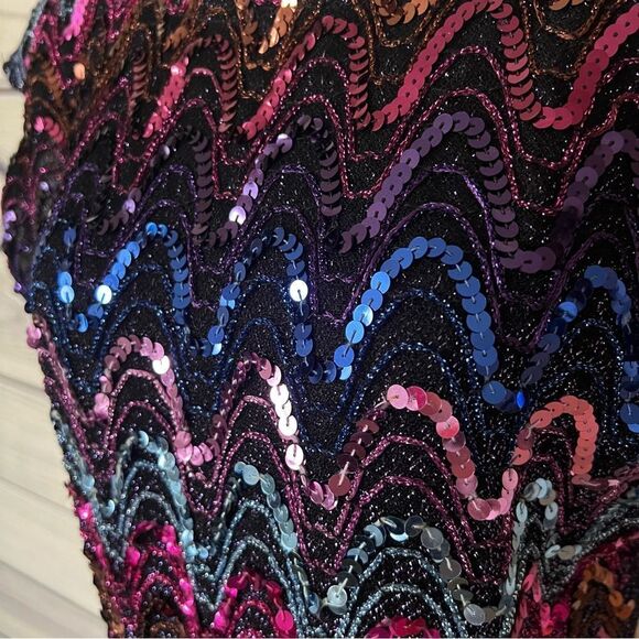 Vintage 80s / 90s Sequin Sparkly Disco Short Sleeve Blouse - Picture 2 of 13